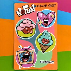 Sticker Sheet! Pop Art Retro Doodles | Sweets Hearts Lips and TV