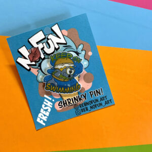 Shrinky Dink Badge! Shrink Plastic Lapel Pin | Fish Sandwich | Keep on Swimming