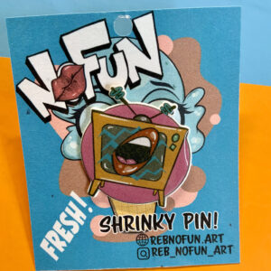 Shrinky Dink Badge! Shrink Plastic Lapel Pin | Cute Retro Art | TV Time