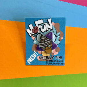 Shrinky Dink Badge! Shrink Plastic Lapel Pin | Swirl Cone | Cute Mad Ice Cream