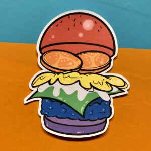 Rainbow Cheeseburger | Reb NoFun Art | Hamburger Pop Art Sticker